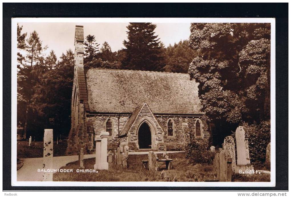 RB 917 - Real Photo Postcard - Balquhidder Church &amp; Graveyard - Stirlingshire Scotland - Stirlingshire