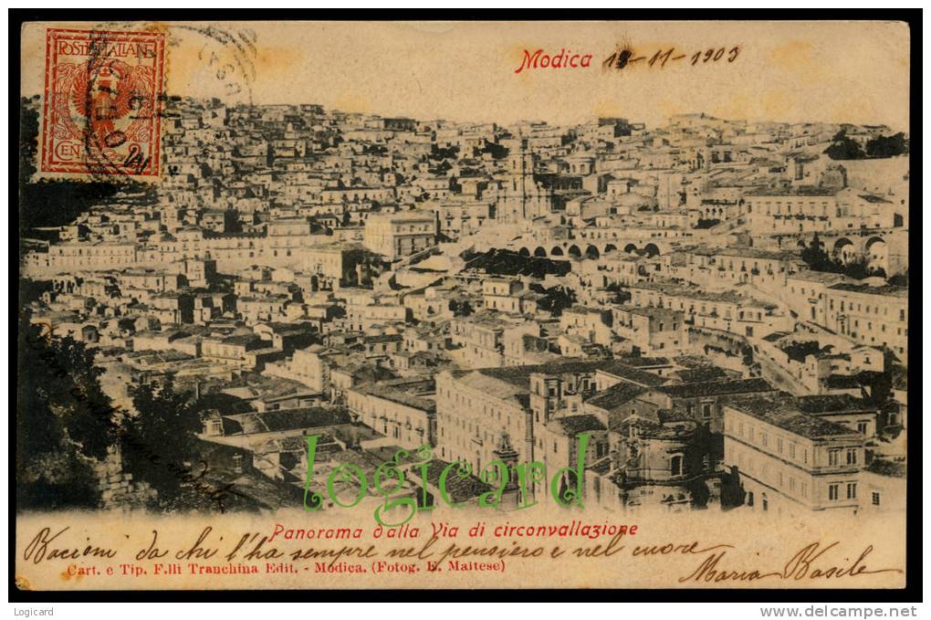 MODICA (RG) PANORAMA DALLA VIA DI CIRCONVALLAZIONE 1903 - Modica