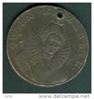 Half Penny " QUEEN ELIZABETH " Grande-Bretagne" 1794 ( Trou Pour Médaillon ) - Laura7001 - B. 1/2 Penny