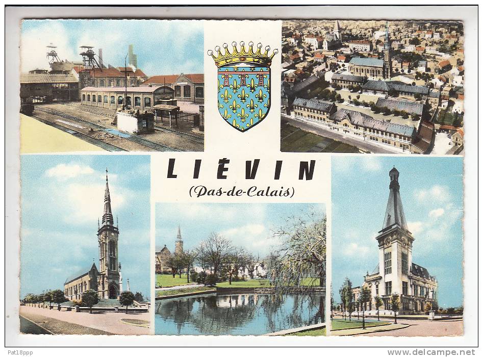 LIEVIN 80  -Multivues Colorisée ( Dont Mine Charbon ) - CPSM Dentelée GF N° 4 C - Somme - Lievin