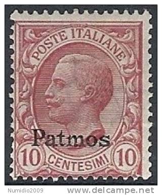 1912 EGEO PATMO EFFIGIE 10 CENT MH * - RR11203 - Egeo (Patmo)