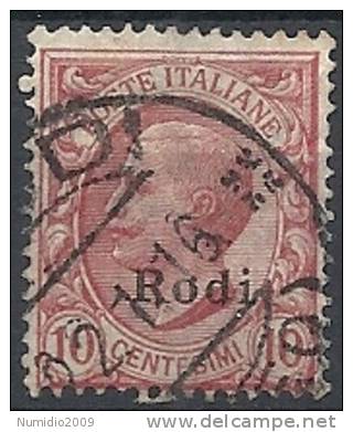 1912 EGEO RODI USATO EFFIGIE 10 CENT - RR11203 - Egée (Rodi)