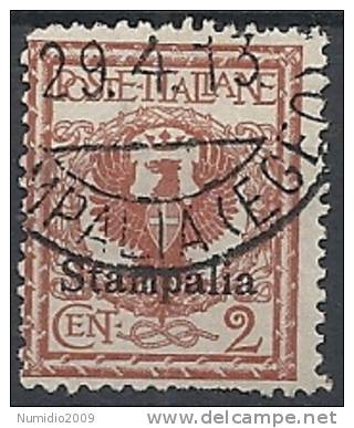 1912 EGEO STAMPALIA USATO AQUILA 2 CENT - RR11205 - Egée (Stampalia)