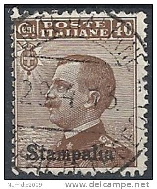 1912 EGEO STAMPALIA USATO EFFIGIE 40 CENT - RR11205 - Egée (Stampalia)