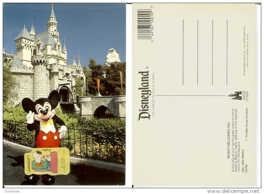 Disneyland: Mickey Welcomes You. Cartolina Postale Moderna (cartoni Animati, Disney,Topolino, Mickey Mouse) - Disneyland