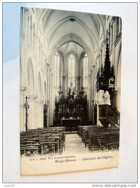 Carte Postale Ancienne : BRAY-DUNES : Interieur De L'Eglise - Bray Sur Somme