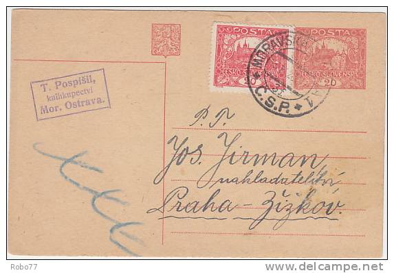1920 Czechoslovakia Postal Stationery, Card. CDV 22. Moravska Ostrava 13.IX.20.  (A05216) - Ansichtskarten