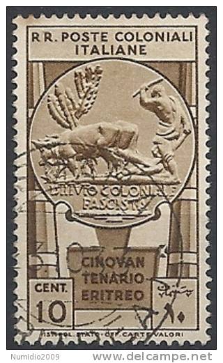 1933 EMISSIONI GENERALI USATO 50° ERITREO 10 CENT - R11211 - General Issues