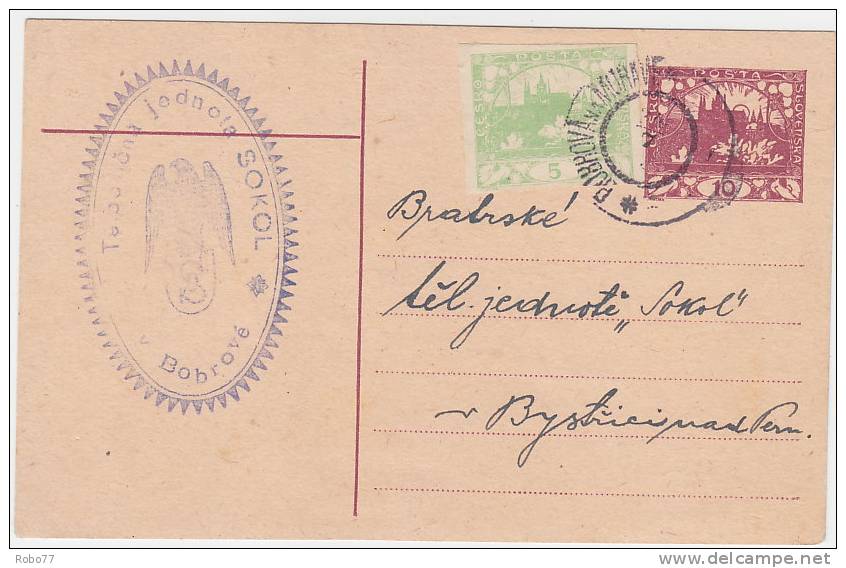 1919 Czechoslovakia Postal Stationery, Card. CDV 10. Borova Na Morave 24.VII.19.  (A05220) - Postales