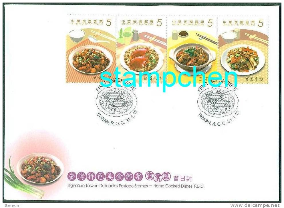 FDC(B) 2013 Delicacies– Home Cooked Dishes Stamps Cuisine Teapot Tea Gourmet Food Crab Rice Chicken Mushroom - Gallinacées & Faisans
