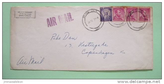 USA 1960 Cover Orinda To Denmark - Lincoln - Liberty Statue - Covers & Documents