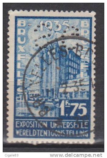 Belgique N° 389 ° Perforé S.G. Retourné - Propagande En Faveur De L'Exposition Universelle De Bruxelles 1935 - 1934 - 1909-34