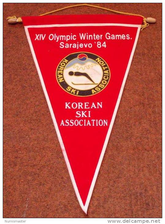 OLYMPIADE SARAJEVO 1984 , KOREAN SKI ASSOTIATION BANNER - Bekleidung, Souvenirs Und Sonstige
