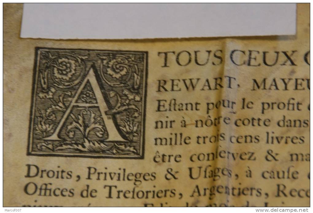 MANUSCRIT SUR PARCHEMIN DE LA VILLE DE LILLE 1727 A VOIR - Manuscritos
