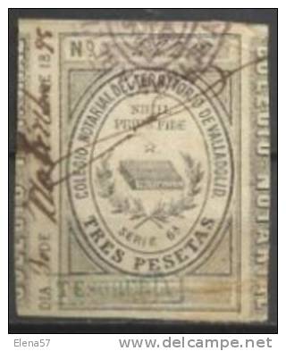 9169-SELLO FISCAL VALLADOLID  COLEGIO NOTARIAL SIGLO XIX 3 PESETAS  SERIE 6ª - Revenue Stamps