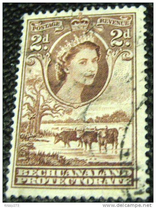 Bechuanaland 1955 Queen Elizabeth II And Baobab Tree And Cattle 2d - Used - 1885-1964 Bechuanaland Protectorate
