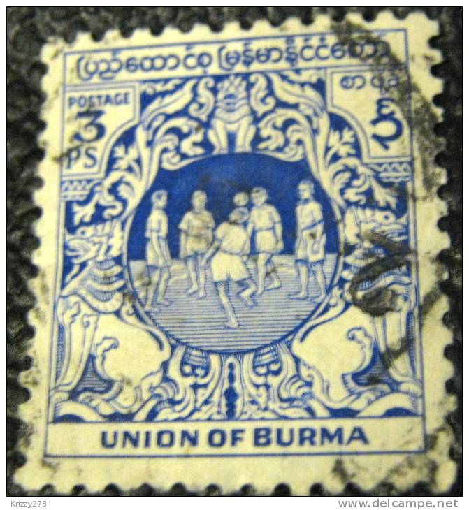 Burma 1949 Boys Playing 3p - Used - Myanmar (Burma 1948-...)