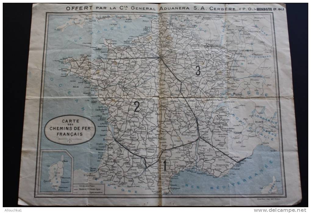 Carte Des Chemins De Fer Français Campagne Hiver 1932/33, Offert Cieà Général Adouanera SA Cerbère/Hendaye 66 - Europe