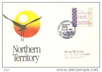 Oiseau Jabiru . Black-necked Stork (Ephippiorhynchus Asiaticus) Avec Frama ATM Emis A DARWIN En 1985, Sur Lettre - Timbres De Distributeurs [ATM]