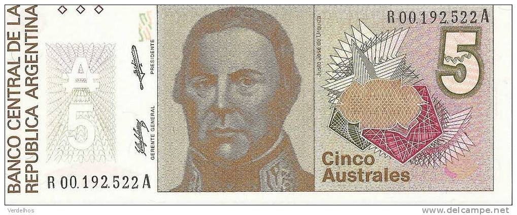 ARGENTINE 5 AUSTRALES  ND 1986/89 UNC  P 324 - Argentinien