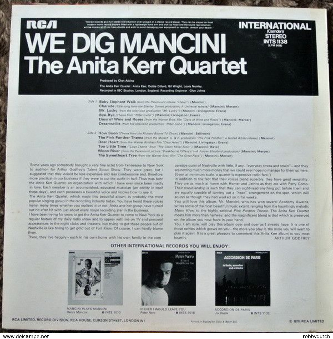 * LP *  ANITA KERR QUARTET - WE DIG MANCINI (England 1970) - Disco, Pop