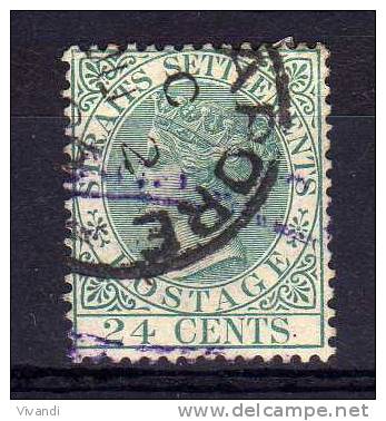 Straits Settlements - 1884 - 24 Cents Definitive (Blue-Green, Watermark Crown CA) - Used - Straits Settlements