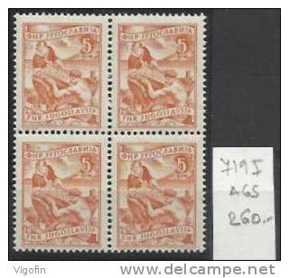 YU 1953-719I DEFINITIVE, YUGOSLAVIA, 4 X 1v, MNH - Nuevos