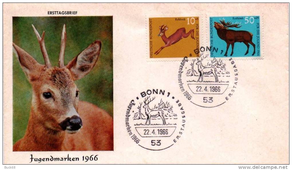 ALLEMAGNE DEUTSCHLAND GERMANY Poste 364 367 FDC Gibier Daim Chamois Chasse Jagd - Gibier