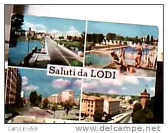 LODI  VEDUTE E SALUTI PISCINA RAGAZZE COSTUME  E VIALE VB1970  ED11964 Alcune Macchioline - Lodi