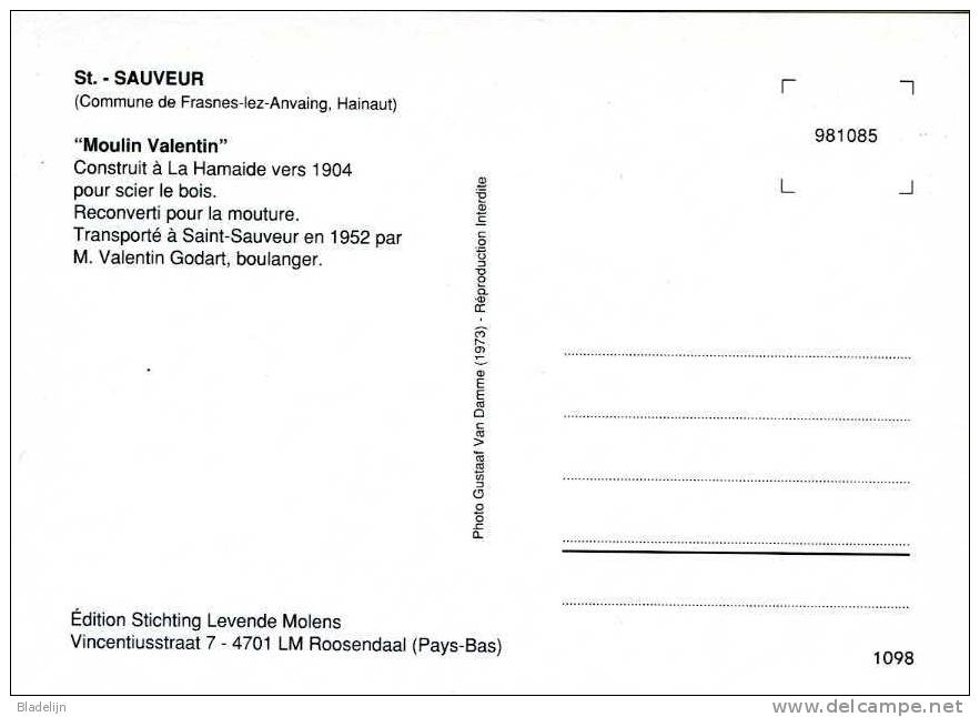 SAINT-SAUVEUR (Hainaut) - Molen/moulin/mill/Mühle - Moulin Valentin. Image Historique: 1973 !!! - Frasnes-lez-Anvaing