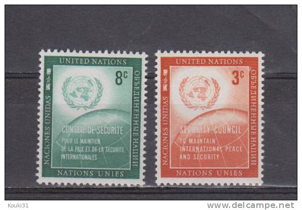 Nations Unies (New York) YT 52/3 ** : Conseil De Sécurité Et Globe - 1957 - Unused Stamps