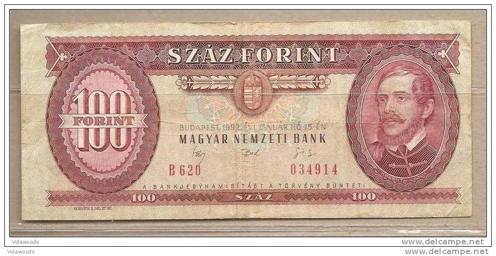Ungheria - Banconota Circolata Da 100 Fiorini P-174a - 1992 #19 - Ungarn