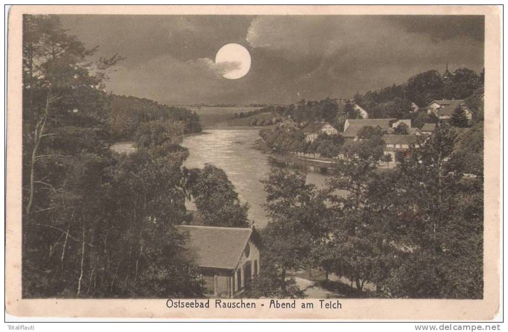 Ostseebad Rauschen Mondschein Karte Abend Am Teich Swetlogorsk Ungelaufen - Ostpreussen