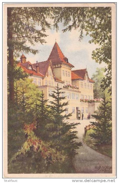 Schluckenau Kurhotel Karital Sommerfrische Sluknov Signiert Wilhelm Götsche 1923 - Boehmen Und Maehren