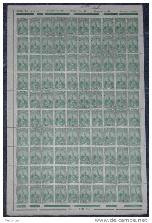 Brazil Brasilien Mi# 398 50R Airmail 1934 Sheet Of 100 MNH - Ungebraucht