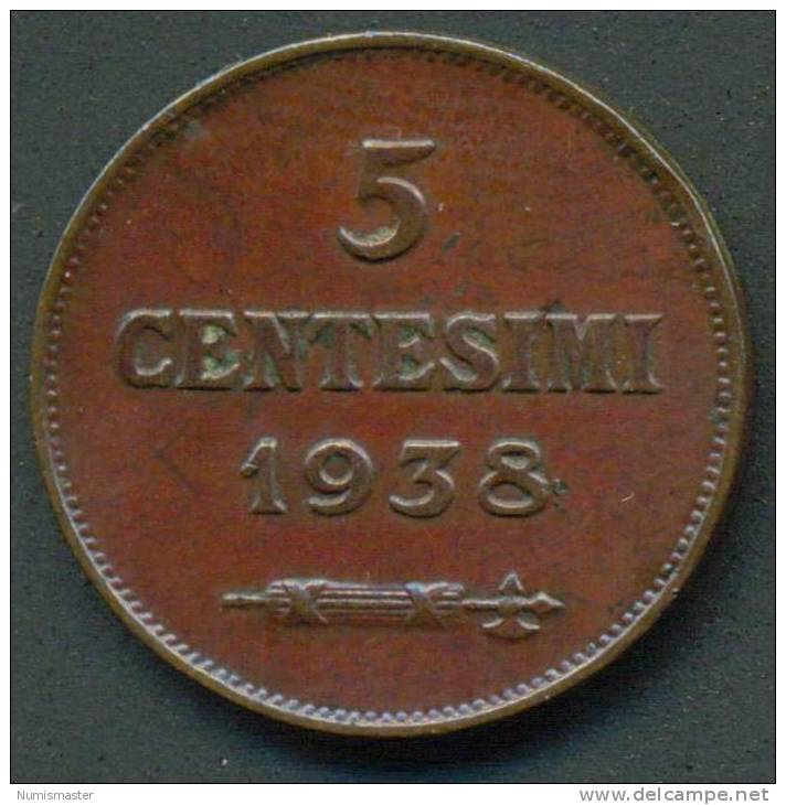 SAN MARINO , 5 CENTESIMI 1938 - San Marino