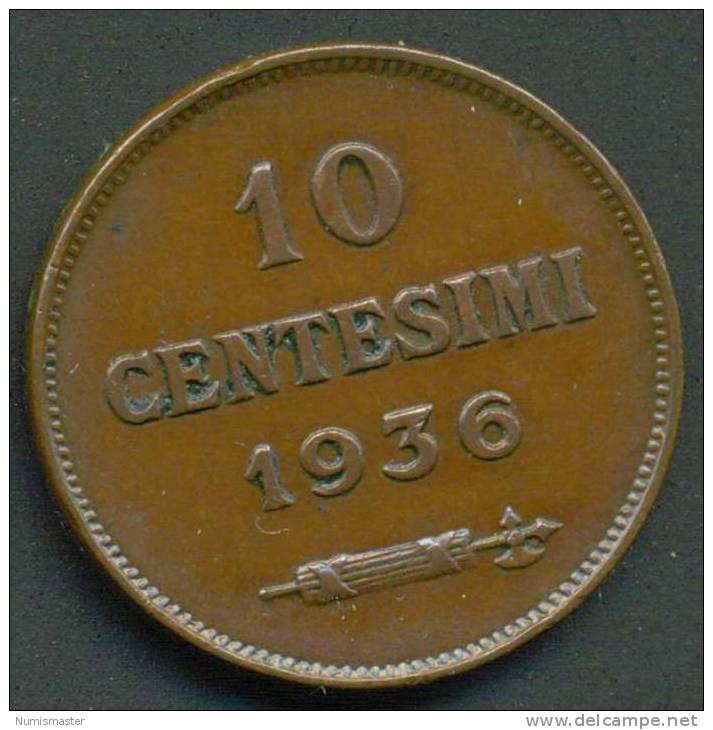 SAN MARINO , 10 CENTESIMI 1936 - San Marino