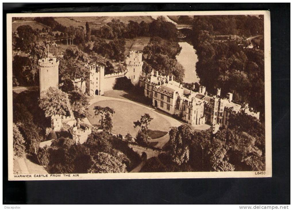 D2601 Warwick Castle From The Air - UK, England - Chateau, Schloss, Castello - Photochrom Post Card - Warwick