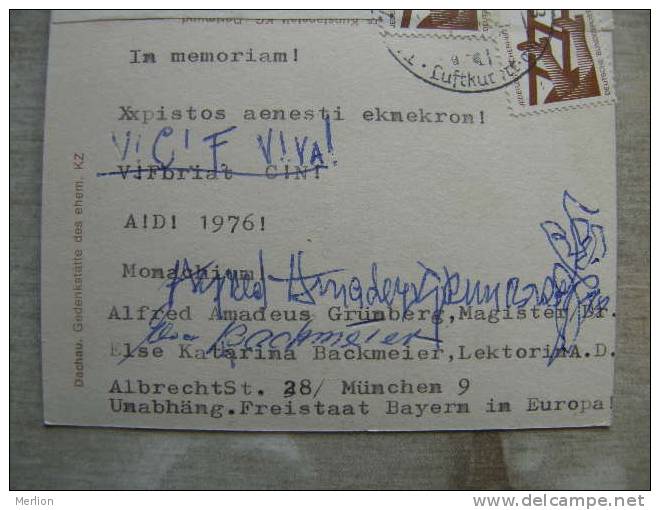 DACHAU - In Memoriam (backside Message , Stamps)   D94119 - Dachau
