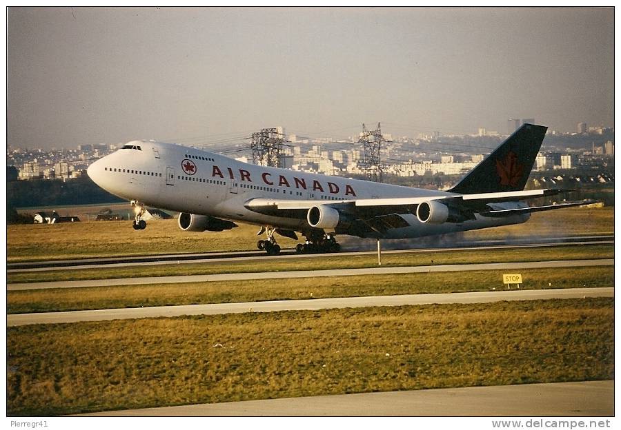 PHOTO-COULEUR-1990-15x10c M-AVION-BOEING 747-AIR CANADA-DECOLLANT-TBE-RARE - Aviation