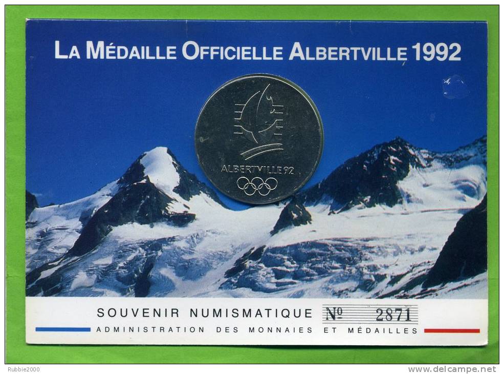 MEDAILLE OFFICIELLE ALBERVILLE 1992 MONNAIE DE PARIS JEUX OLYMPIQUES D HIVER EN TRES BON ETAT - Autres & Non Classés