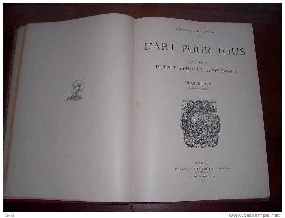 L´ ART  POUR  TOUS  DE EMILE REIBER  1886  FORMAT 42 X30 - Kunstführer