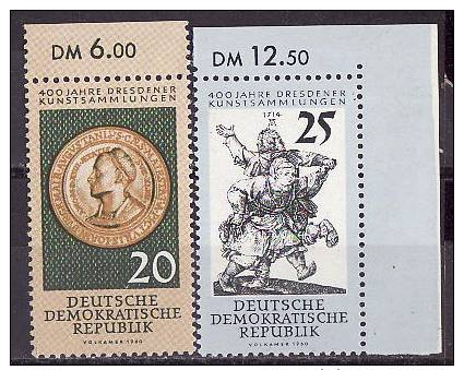 28-147  // DDR - 1960 250 Jahre Dresdener Kunstsammlung   Mi 791/92 ** Randsatz - Unused Stamps