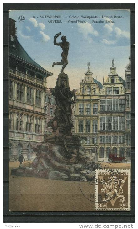 Belgium 1946 Postal Card Cancelation 22.5.46   Anvers Fountain Brabo - Covers & Documents