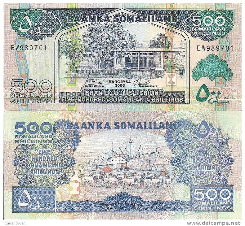 Somaliland P-6b 500 Shillin,  Bank /  Sheep, Port Of Berbera With Ship $10 CV! - Otros – Africa