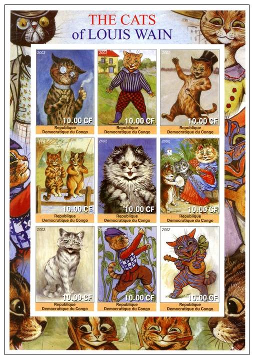 CONGO SHEET IMPERF LOUIS WAIN CATS - Katten