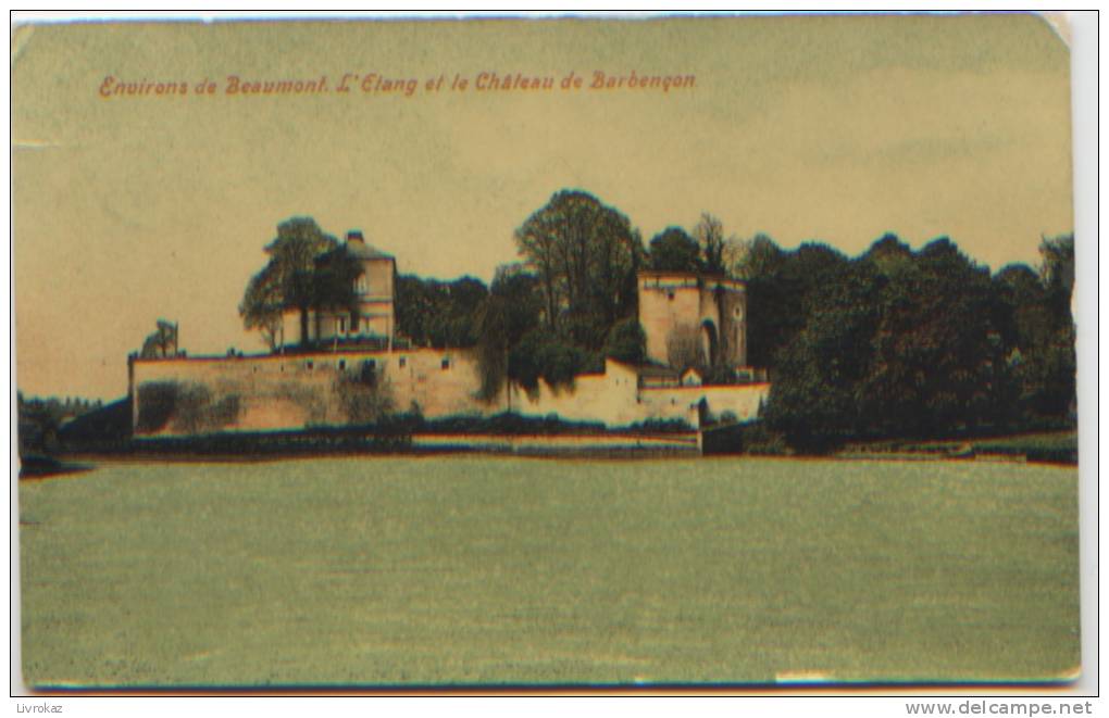 Environs De Beaumont, L´étang Et Le Château De Barbençon, CP Ayant Circulé En 1908, Soeurs Franciscaines De Soignies - Beaumont