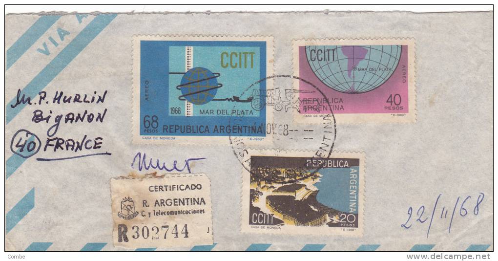 ARGENTINA, LETTRE COVER , 1968 RECOM. AEREA, BUENO AIRES Pour L'ITALIA /2530 - Storia Postale