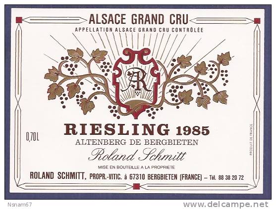 P553 - Vin Alsace Grand Cru RIESLING 1985 - ALTENBERG De BERGBIETEN - - Riesling