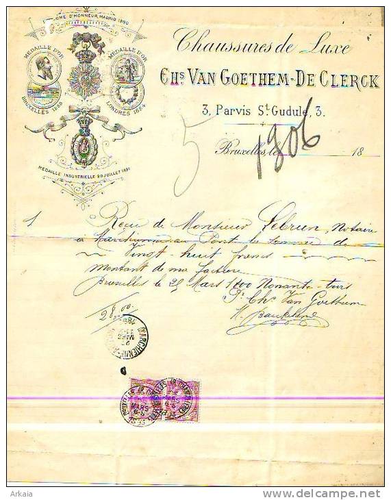 Bruxelles - 1893 - CHs. Van Goethem-De Clerck - Chaussures De Luxe - Vestiario & Tessile